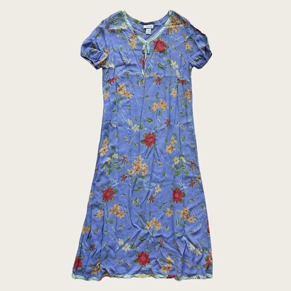 Vintage SAREET Lavender Floral Maxi Empire Dress Size‎ Medium USA Made - Picture 1 of 6